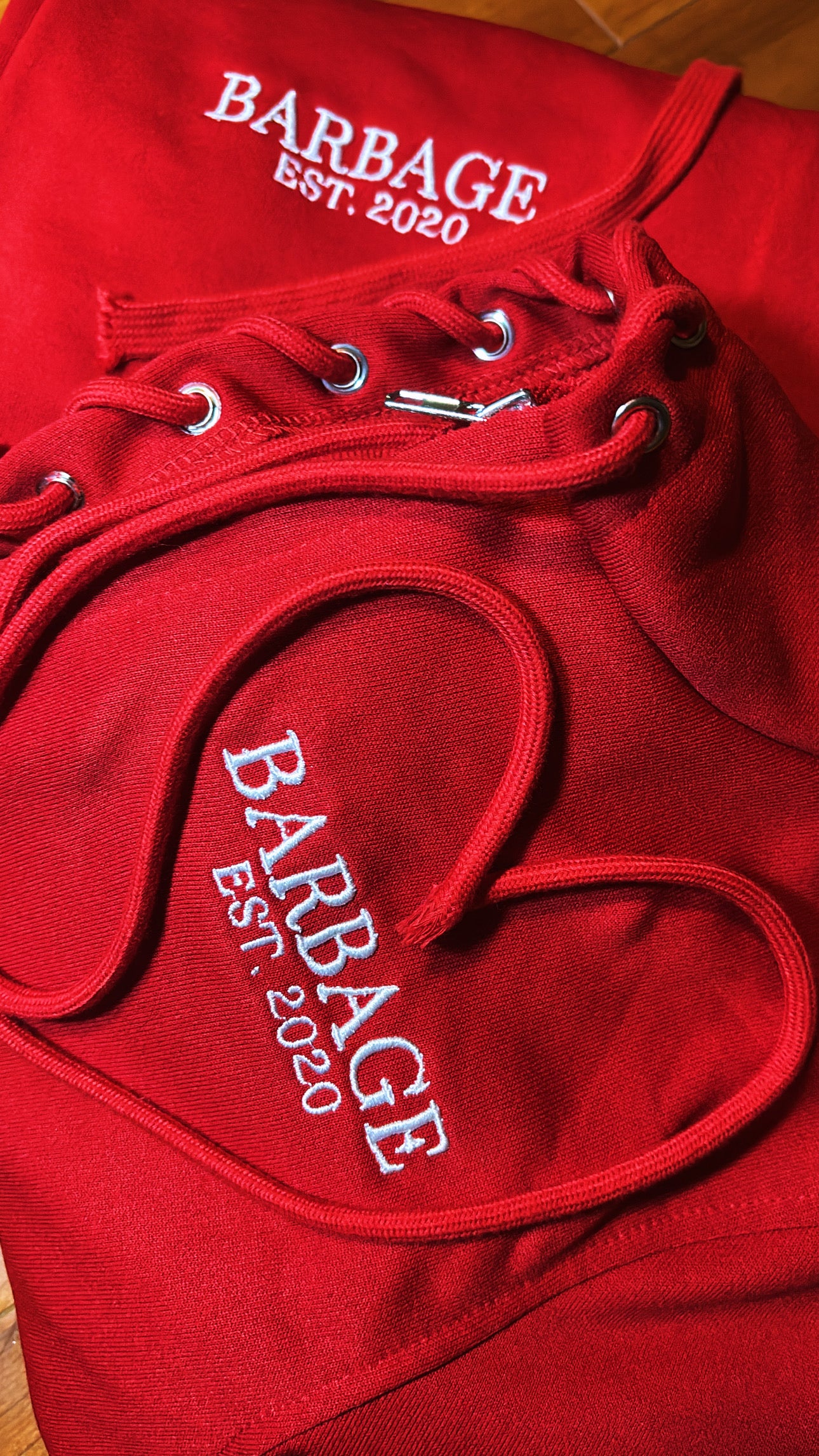 LEAVE ON RED HOODIE
